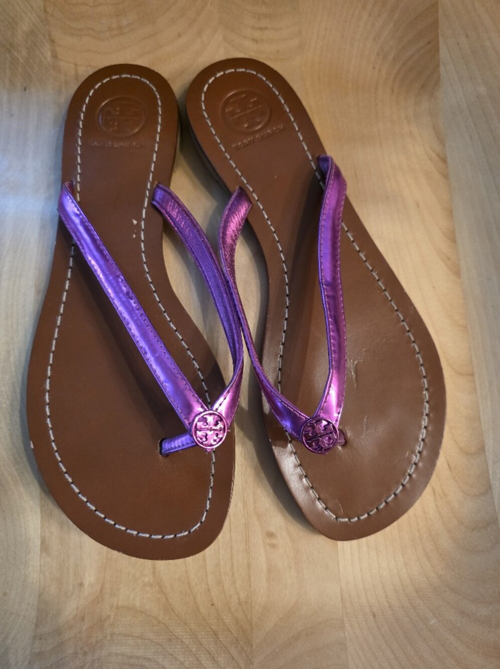 Tory Burch Metallic Flip-Flop Sandals - Women's